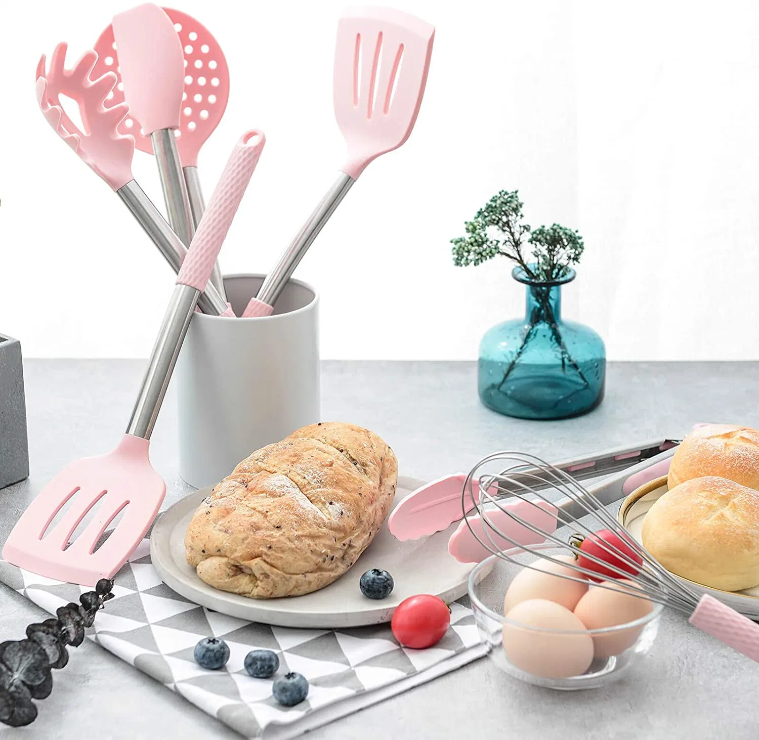 Conjunto de ferramentas de cozinha personalizadas para casa em silicone, 12 PEÇAS, utensílios de cozinha com Espátula silicone não tóxico Cozinha Ferramentas