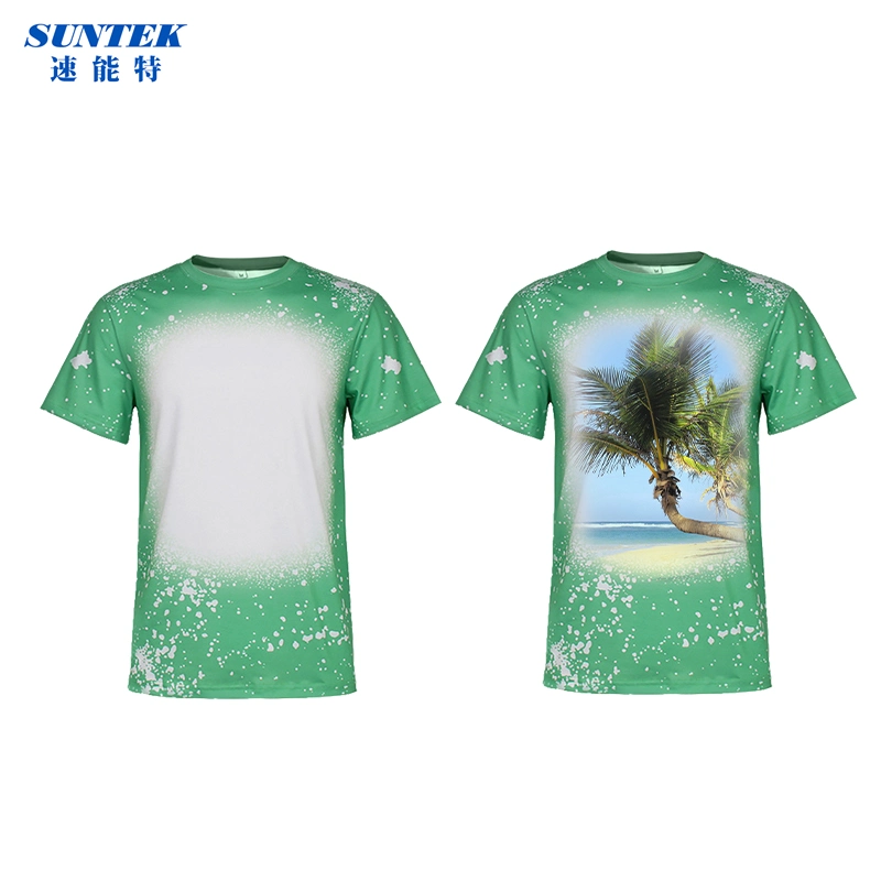 Hot Sale New Christmas Bleached Faux Bleach Sublimation Shirt Custom Cheapest T Shirt Printing Faux Bleached Shirts