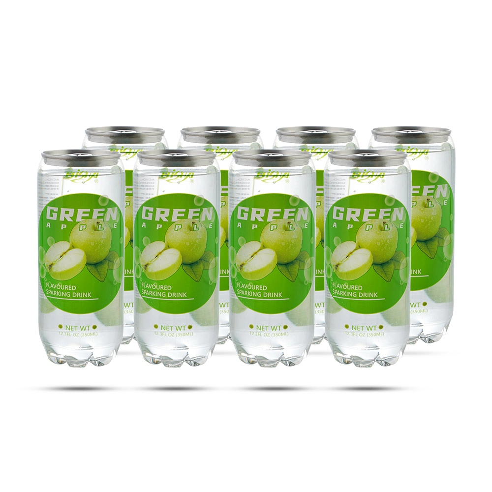 350ml Can Sparkling Carbonated Water with Green Apple Flavor - OEM Service