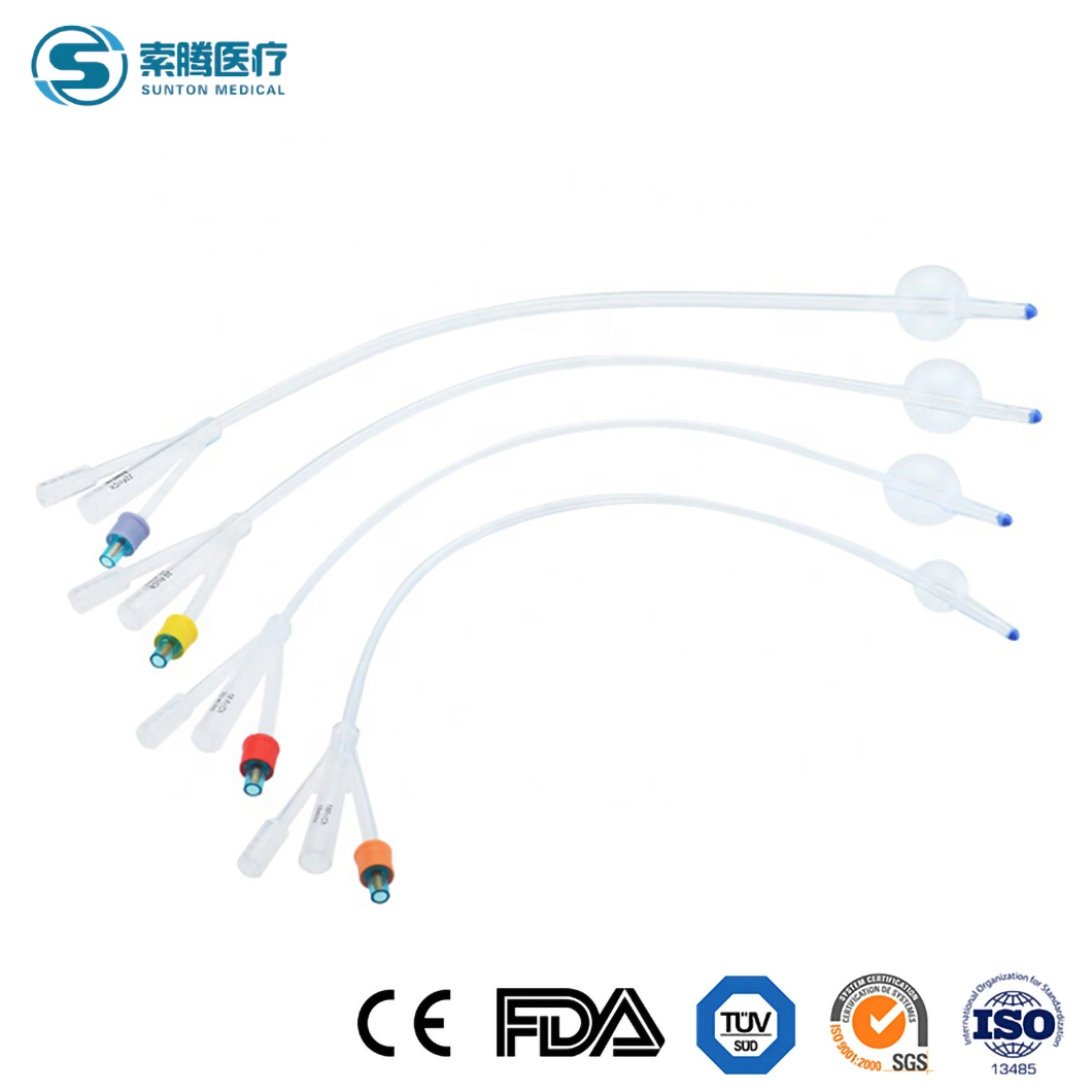 Sunton China 2-Wege 3-Wege Doppelballon Triple Lumen 2 Way CH18 hellblau Silikon Harnblasenkatheter Probe Herstellung Von Foley-Kathetern Verfügbar