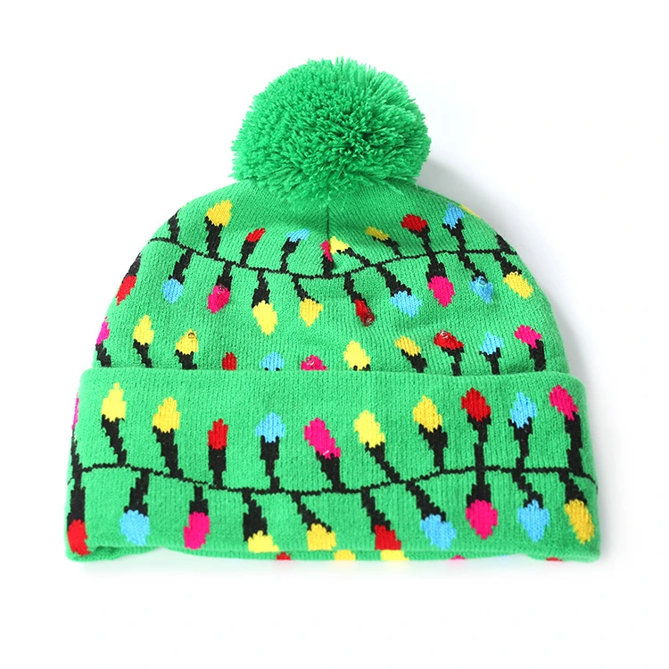 Christmas Winter Customized Promotional Jacquard Santa Hat Acrylic Beanie Hat Toque Hat