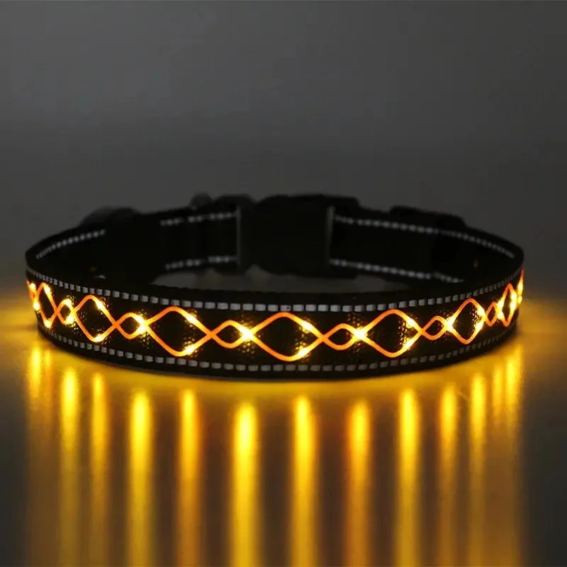 Customized Pet LED Dog Collars Charge Rechargeable Nylon LED Dog Collar