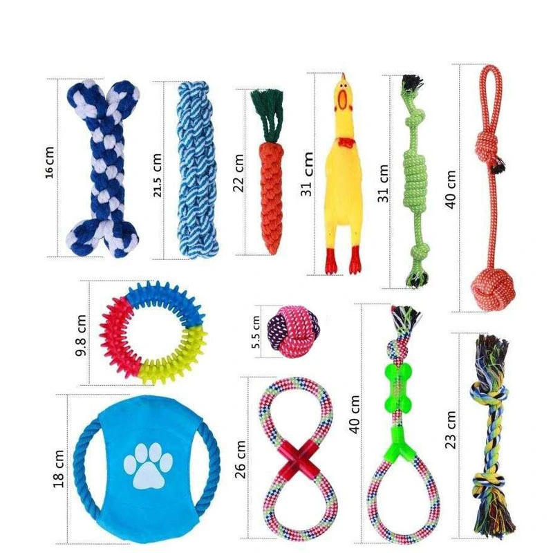 Factory Direct Cheap Durable Cotton Rope Dog Toys 10 Pack Gift Set Free Assortment Pet Chew Dog Toy