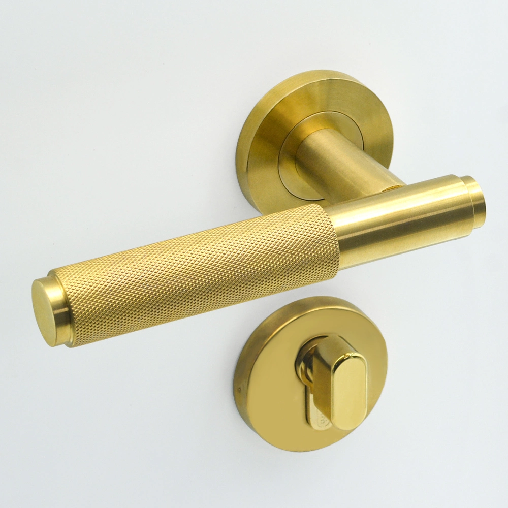 Basic Customization Luxury Door Handle Solid Stainless Steel Lever Gold Handle Knurled Door Handle