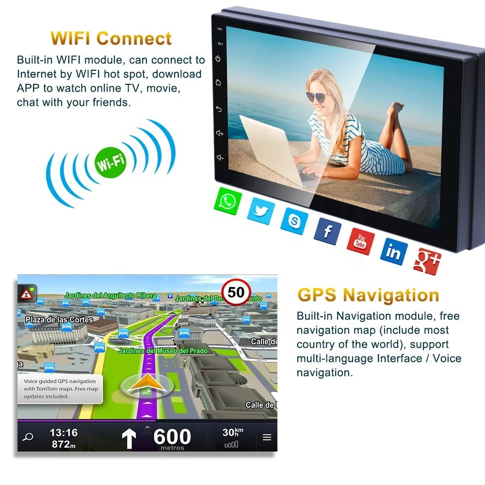10.25" écran tactile vidéo de voiture pas de DVD moniteur lecteur MP4 Navigation GPS CarPlay Android