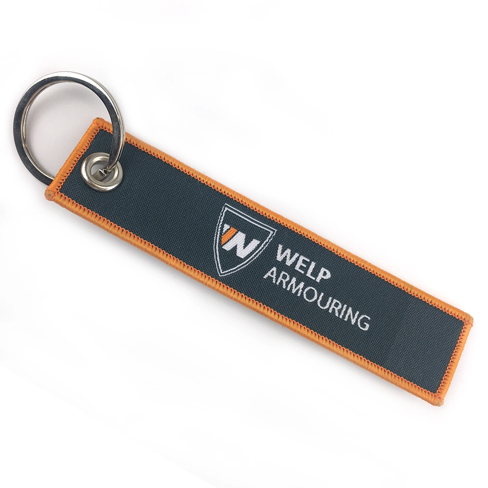 High quality/High cost performance  Custom Double Side Embroidery Text Fabric Keychain