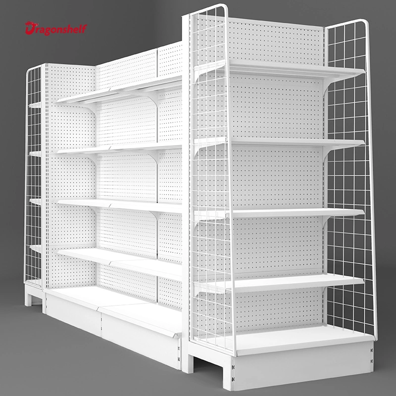 Dragonshelf Customized White Color Multi Layer Supermarkt Regal Gondola Schönheit Display-Racks Für Versorgungslager