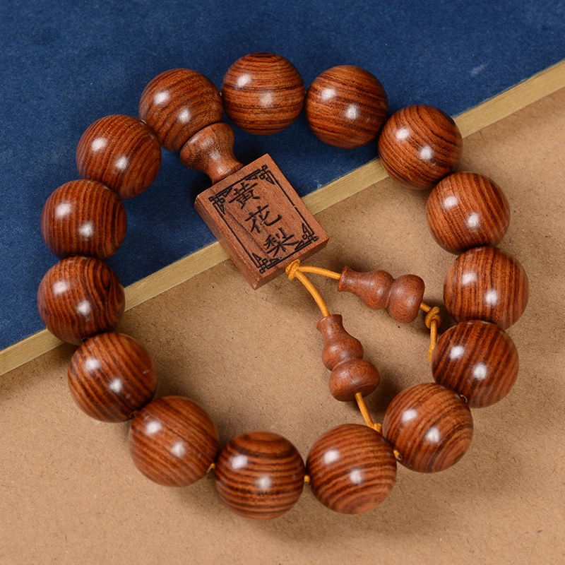 Big Leaf Huanghua Pear Buddha Bead String Mahogany Bracelet Play Factory Wholesale/Supplier