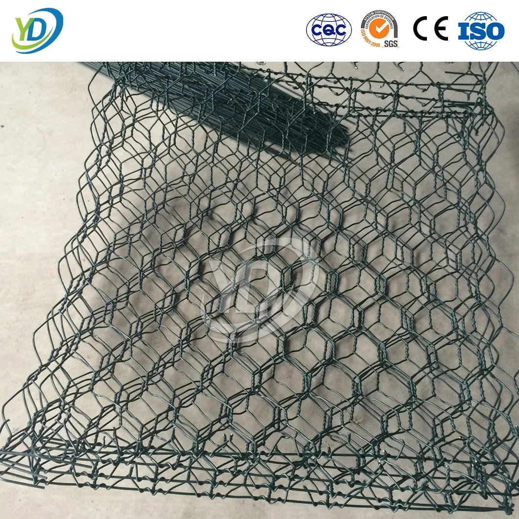 China Hersteller Gabion Wire Cage 3,4mm 3,8mm Durchmesser PVC beschichtet dreieckige Gabion Körbe