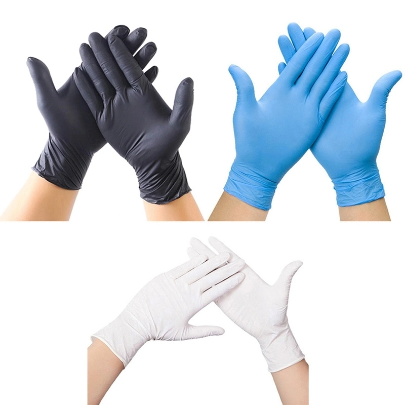 Commerce de gros de qualité supérieure Blue Nitrile Gants d'examen en vinyle Tattoo superposée Disaposable gants en PVC pour le ménage Travail de sécurité