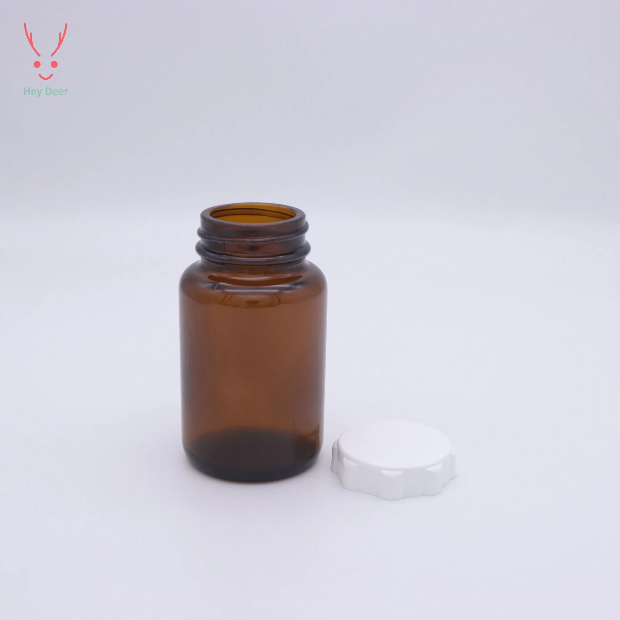 120ml Amber Glassd Jar Bottle with a White Plastic Cap