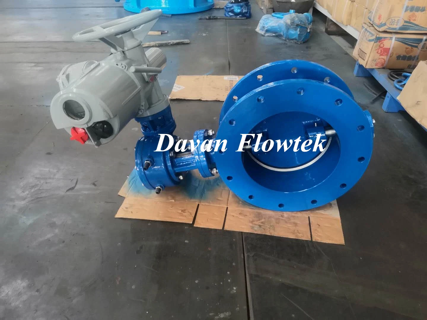 Electric Actuator Operated Ductile Cast Iron Ggg50 Flanged Double Eccentric Butterfly Valve