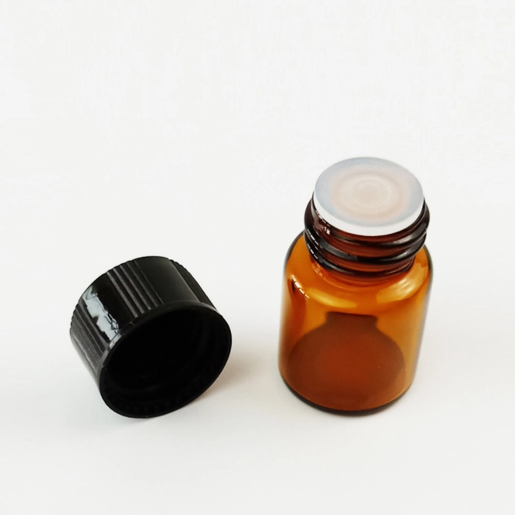 1mL 2ml 3ml 5ml Braunglas Tropfflaschen Mini Essential Öltropfflaschen Leere Probenflaschen für Reisen mit schwarzem Verschluss
