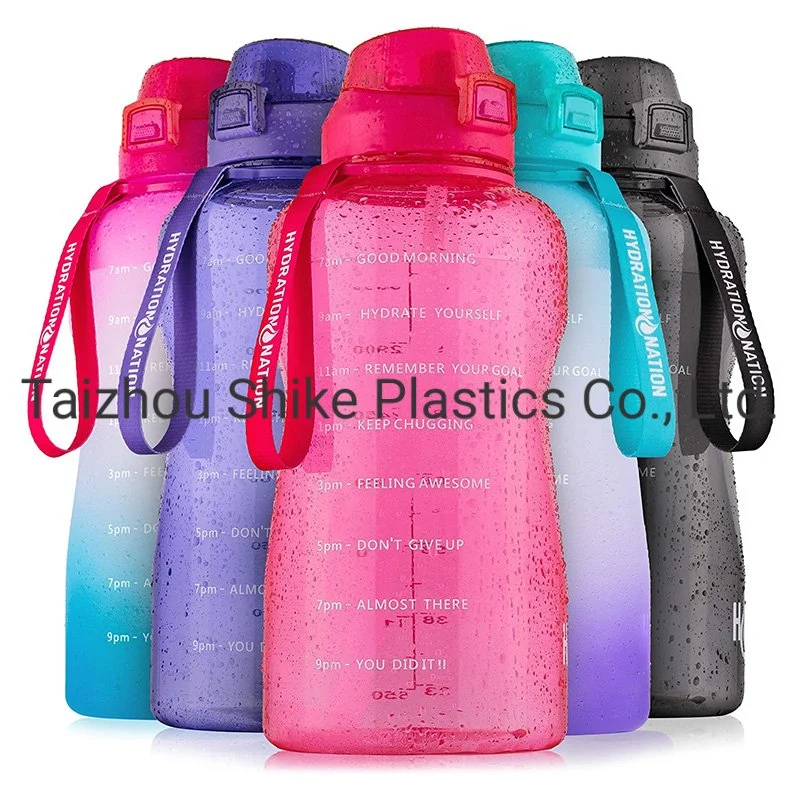128oz BPA-Free Wholesale Tritan Plastic Sports Motivational Gallon Water Bottle with Wide Mouth Straw Lid