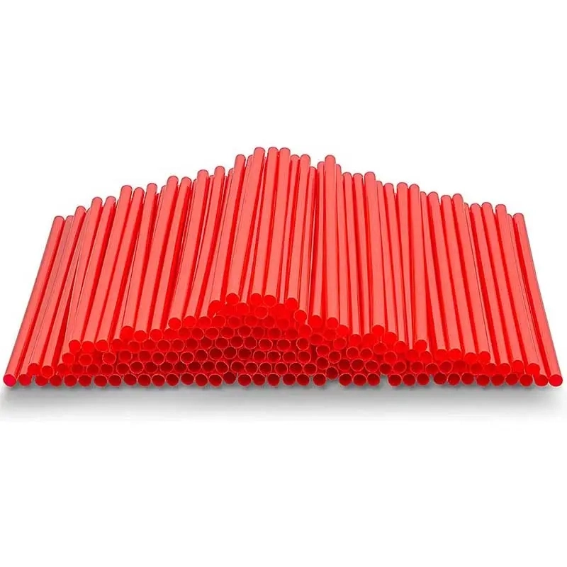 Agitador de plástico pajas envasadas individualmente, de 5,75 pulgadas de rojo y negro de paja de agua potable para cócteles