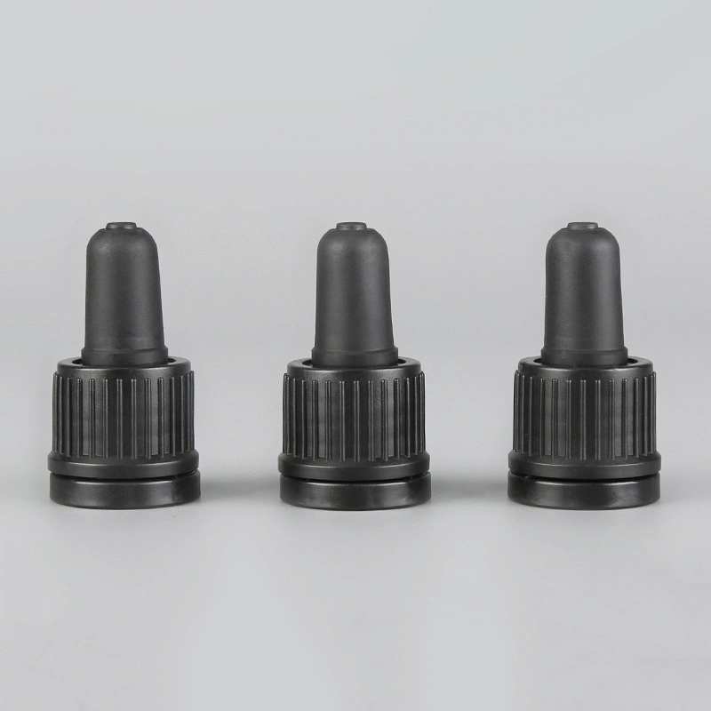 18/415 Black Plastic Tamper Evident Screw Lid Caps for Essential Oil Glass Bottle