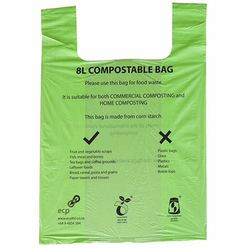 Eco Friendly Compostable Biodegradable Corn Starch /Pbat/PLA T-Shirt Shopping/Packing Bags Plastic Shopping Bag Ok Compostable