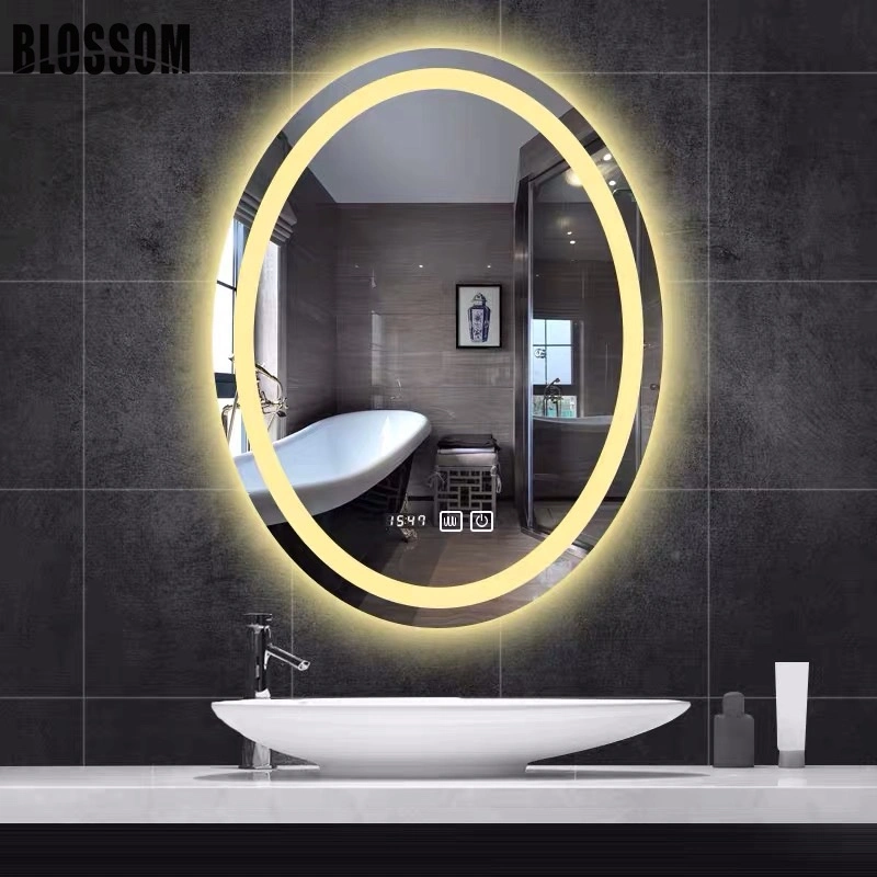 Hotel Bathroom Furniture Touch Screen Anti-Fog LED Backlit Light Smart Modern Wall Mirror