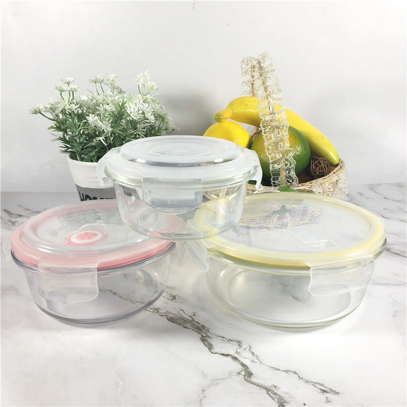 Heat Resistant 360ml High quality/High cost performance  Flower Decal Glass Lunch Box Food Storage Container Set Glassware