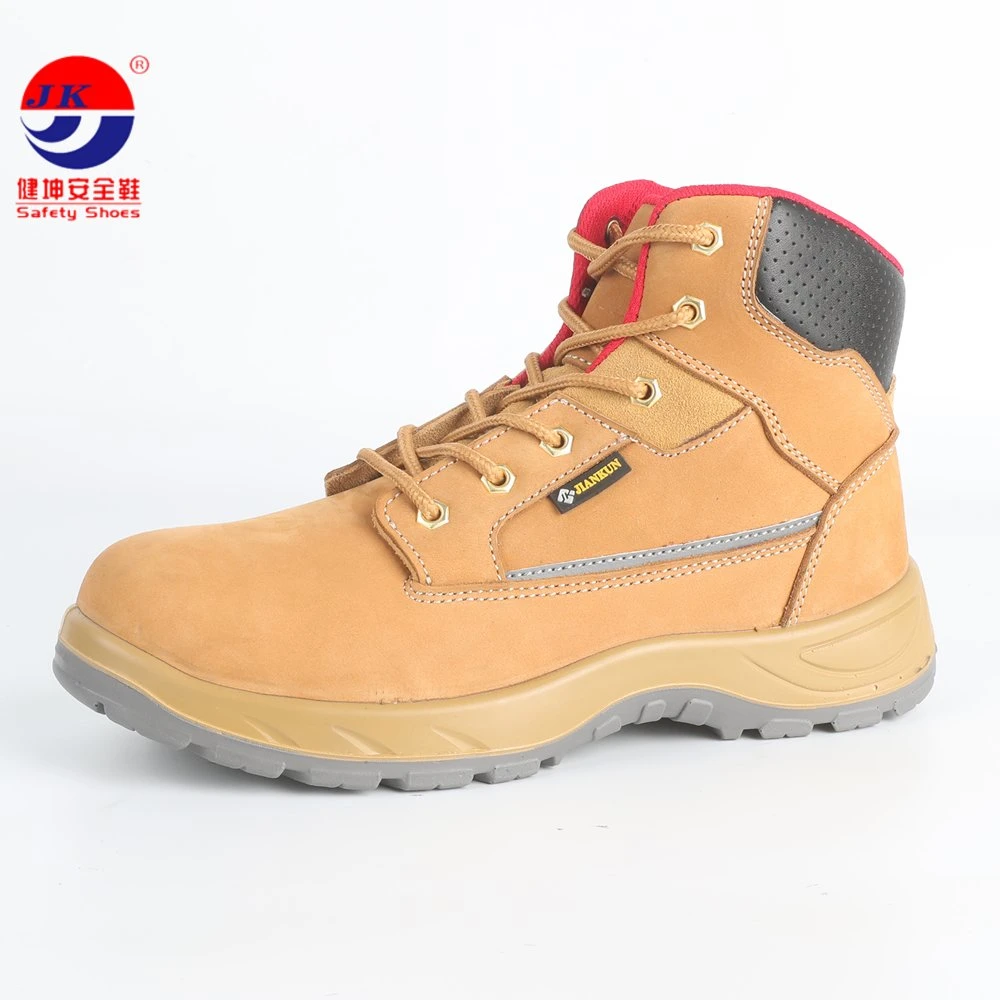 Unisex High-Ankle Nubuck Leather Safety Shoe with PU Injection Sole, Working Men Safety Boot