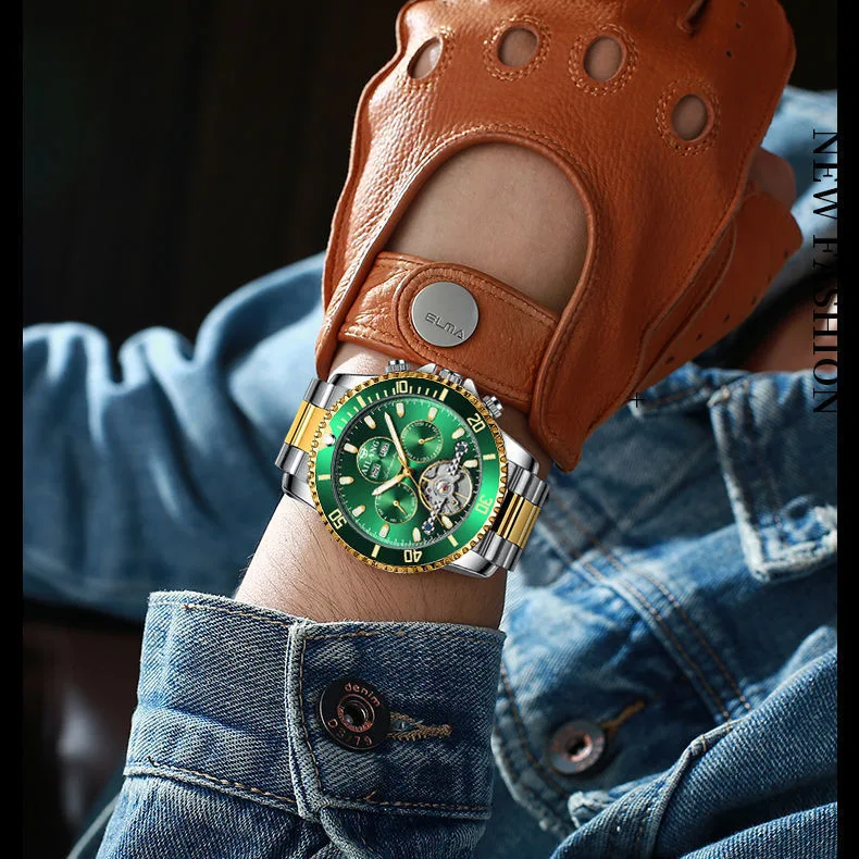 Agua Verde auténtico monstruo Relojes Hombre relojes mecánicos de lujo' S luminosa impermeable automático de la marca de moda Mayorista/Proveedor de relojes de los hombres.