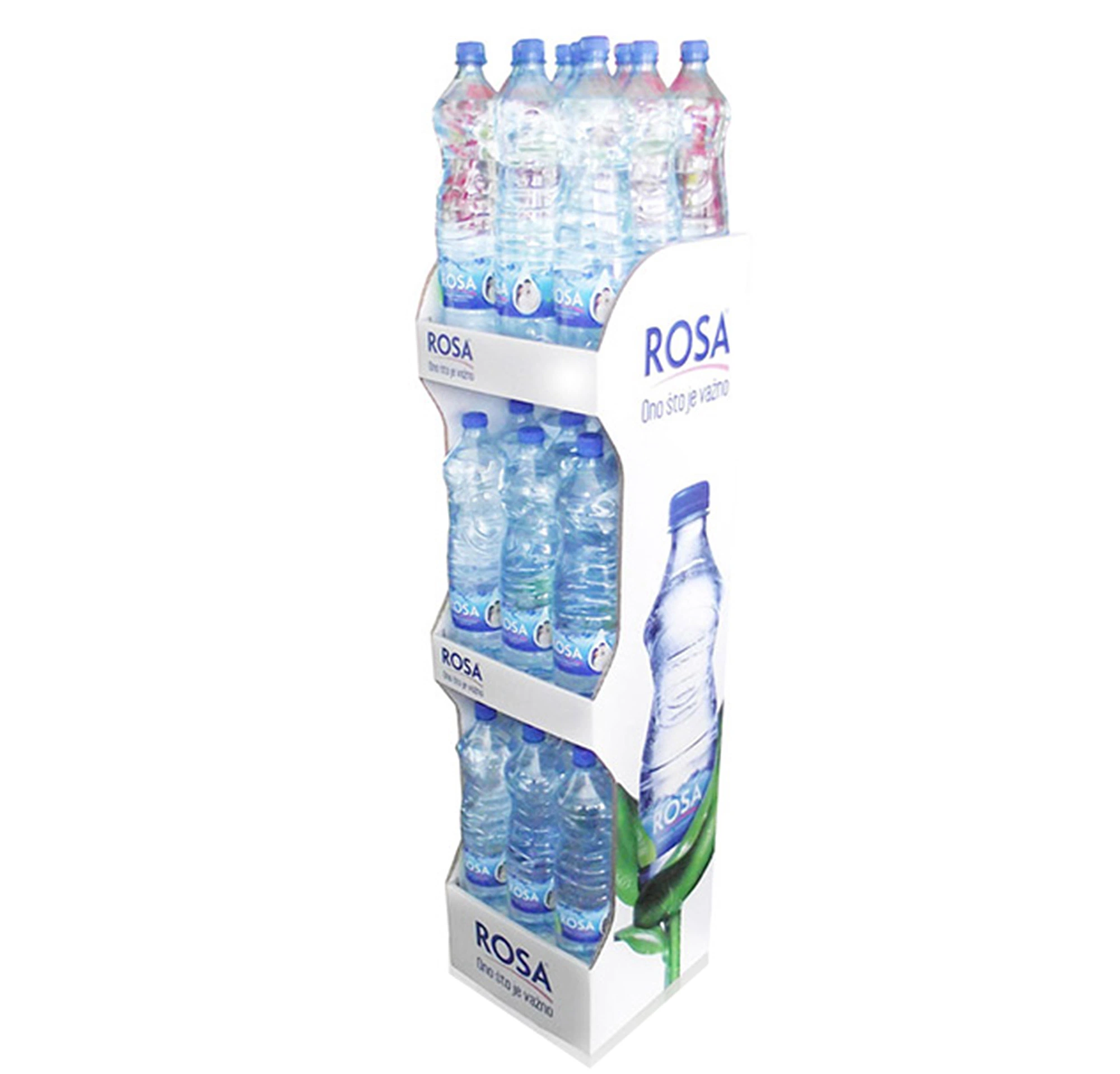 Customized Water Bottle Retail Cardboard POS Sidekick Display