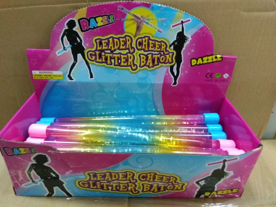 Summer Leader Cheer Glitter Baton, Water Batton with Glitter Toys