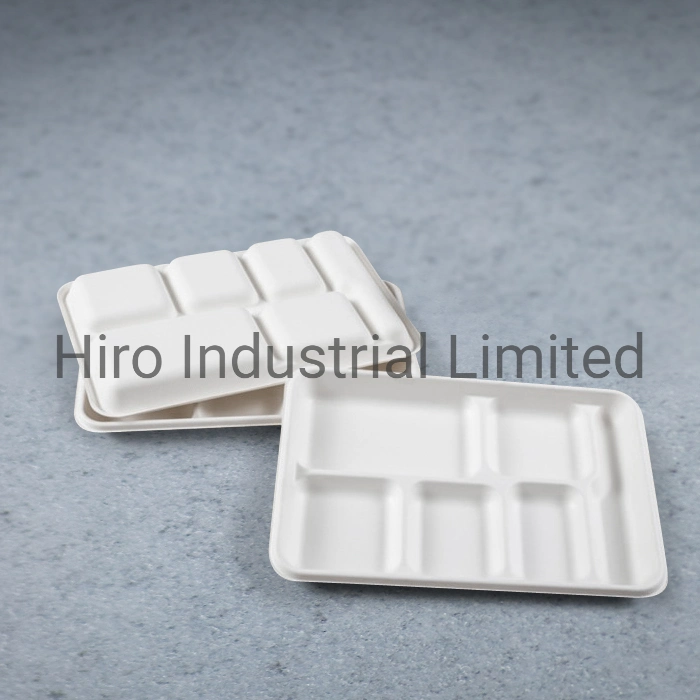 3-Compartment Tray Disposable Bagasse Tableware Eco-Friendly