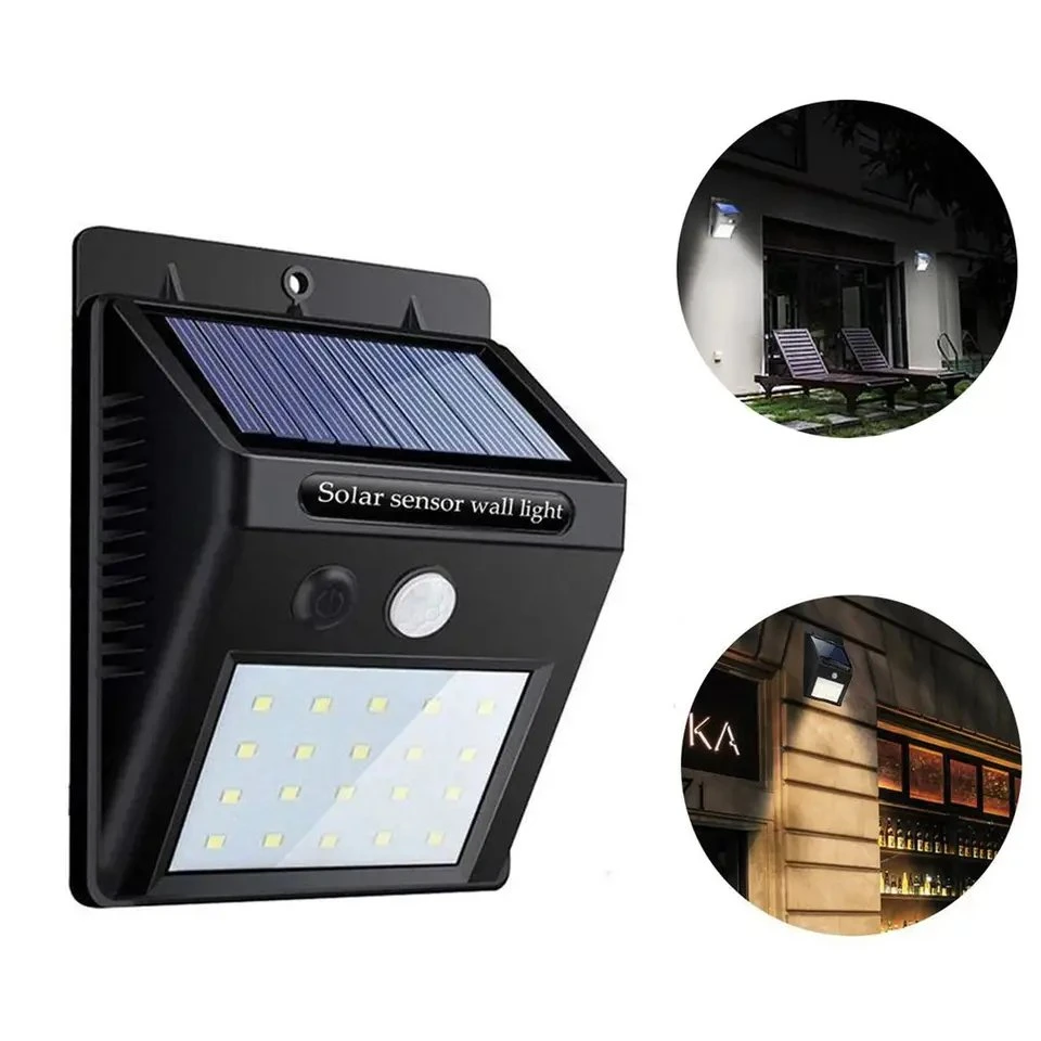 20 LED sensor solar lámpara de pared de luz impermeable exterior
