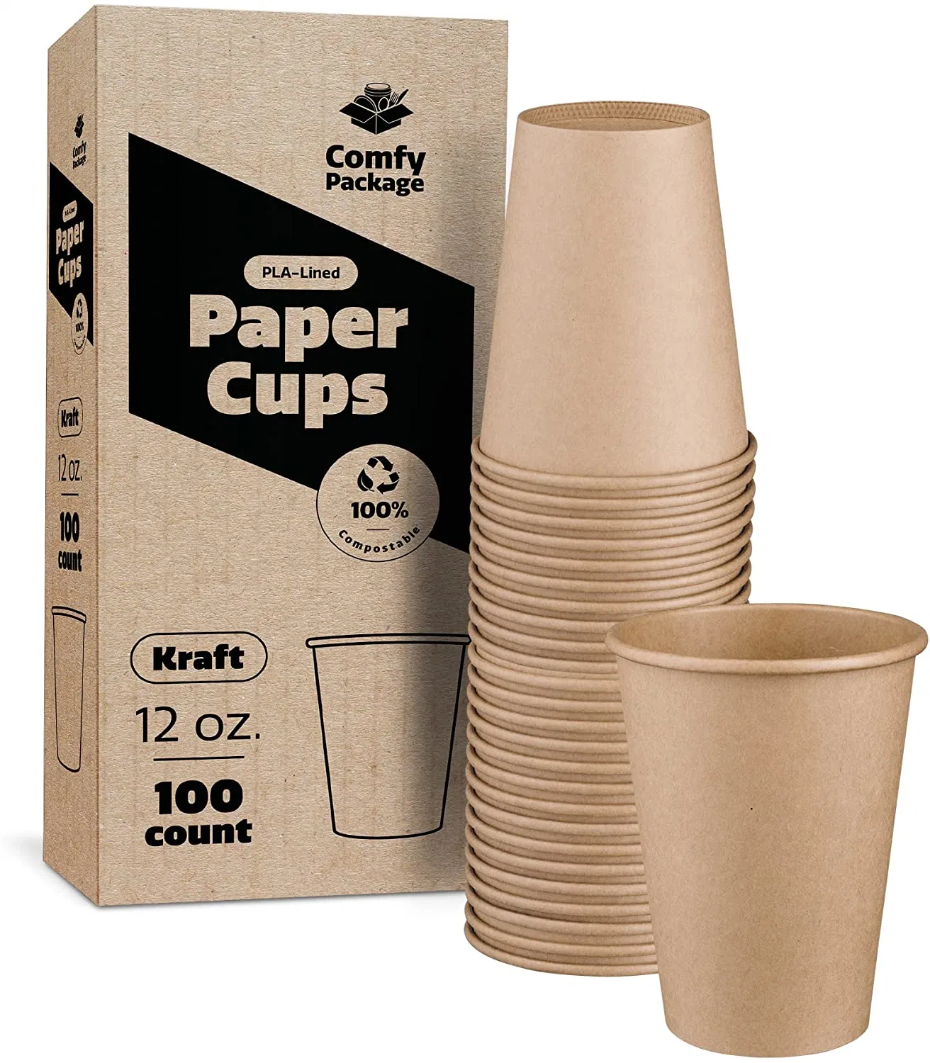 New Design Biodegradable Coffee Cups Silk Screen Printed Paper Coffee Cups