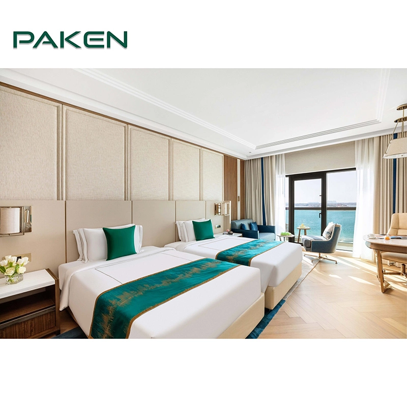 Dubai Resort 5 estrelas de mobiliário de hospitalidade conjuntos de quarto Suite Cama Twin Luxo madeira moderno mobiliário de quarto de hotel