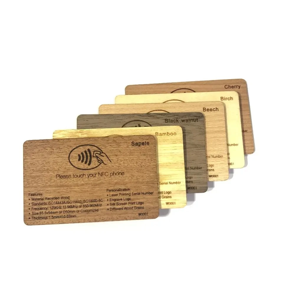 Eco-Friendly Wooden Card Bamboo Ntag 213 NFC Smart Chip RFID Hotel Card