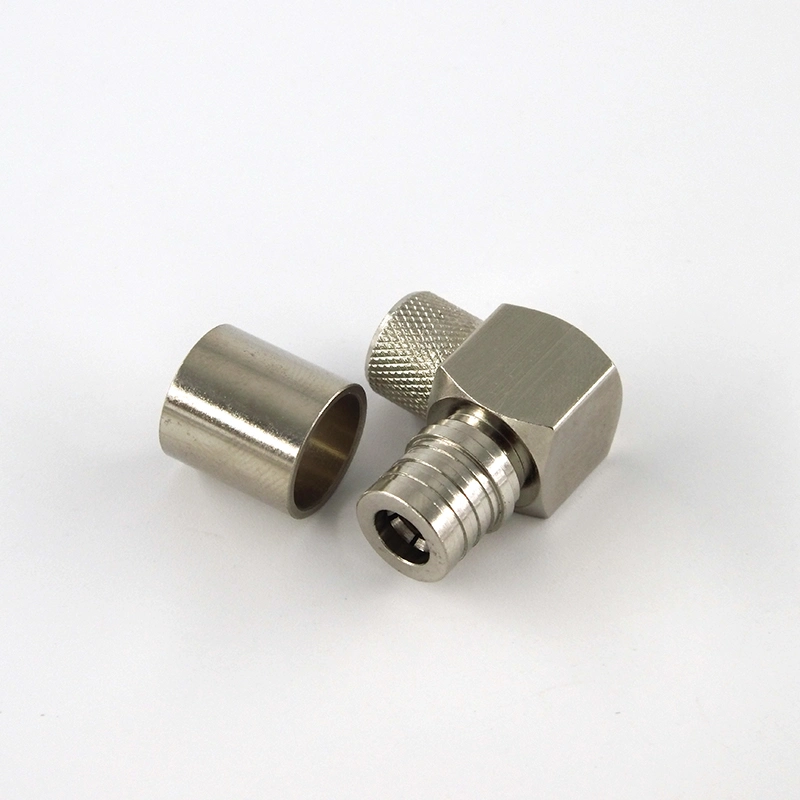 RF Coaxial Qma Male Plug Right Angle Crimp Connector for LMR400 Cable