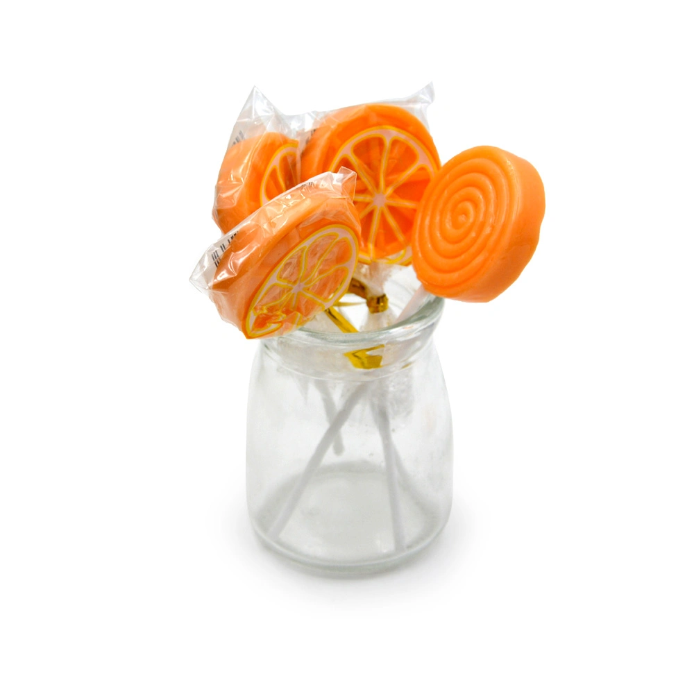 Sabor naranja forma redonda de Hard Candy Lollipop