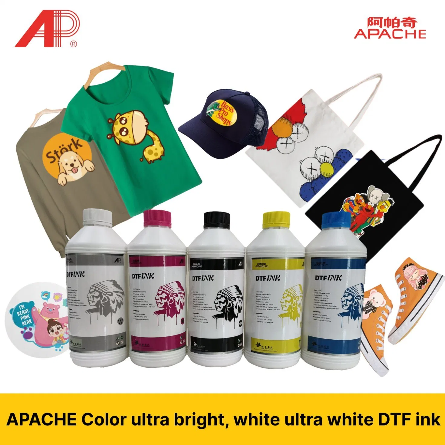 Unlock Your Textile Printing Potential with Apache White Dtf Ink for Epson Dx5 Dx7 XP600 Tx800 Wf4720 I3200