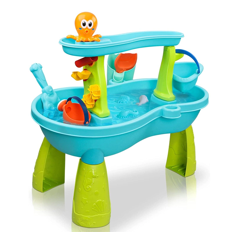 Sand and Water Table for Kids Summer Activity Play Table with Windmill and Mold Children Sand Water Play Table Easy to Assemble