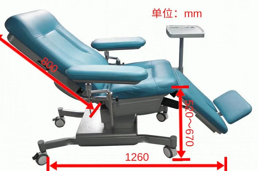 Sistema eléctrico ajustable Multifunction Patient Blood Collection silla donante diálisis Reclining Sillas de flebotomía