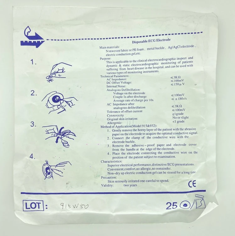 Electrodes ECG/EKG à usage unique, mousse pour adulte, Electrodes de surveillance AG/AgCl rondes 50 PIÈCES/paquet SBA-101