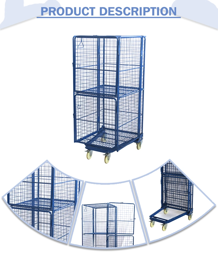 Тележка для склада Логистика четыре колеса складной металлический мех для хранения тележки Вращающийся сепаратор