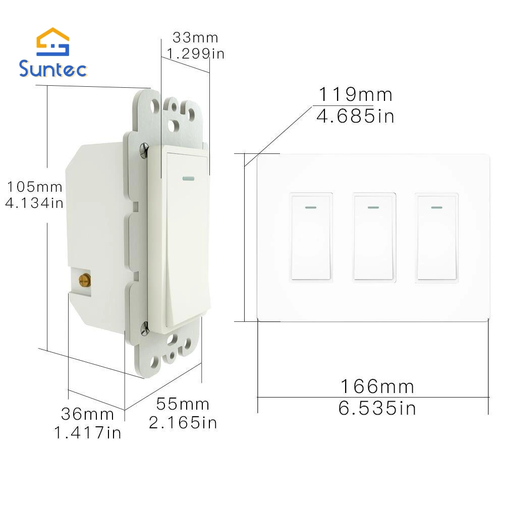 Hogar inteligente 1/2/3/4 pista WiFi luz inteligente Pulsar el interruptor de pared