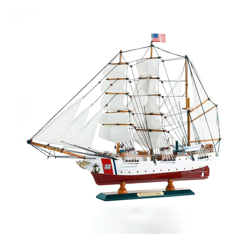 Mediterranean Handmade Wooden Sailboat Ship Model