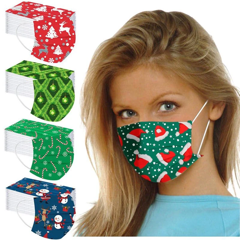 Christmas Mask Beauty Fashion Custom Men Women Facial Disposable Masks Mouth 3 Ply Christmas Face Mask