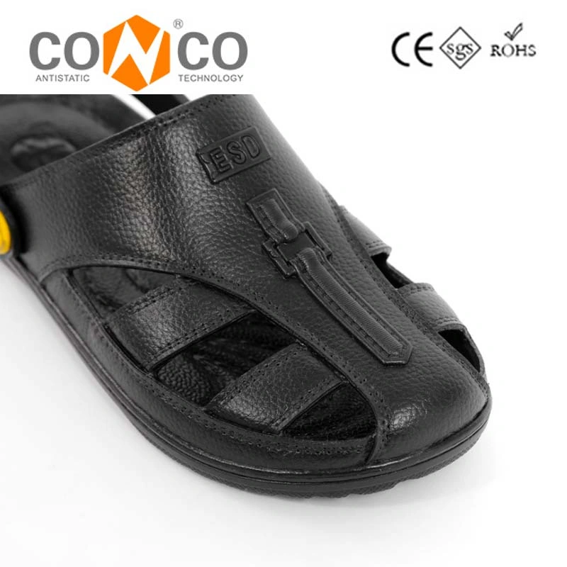 Conco Spu Black ESD Antistatic Safety Slipper with Crossed Face