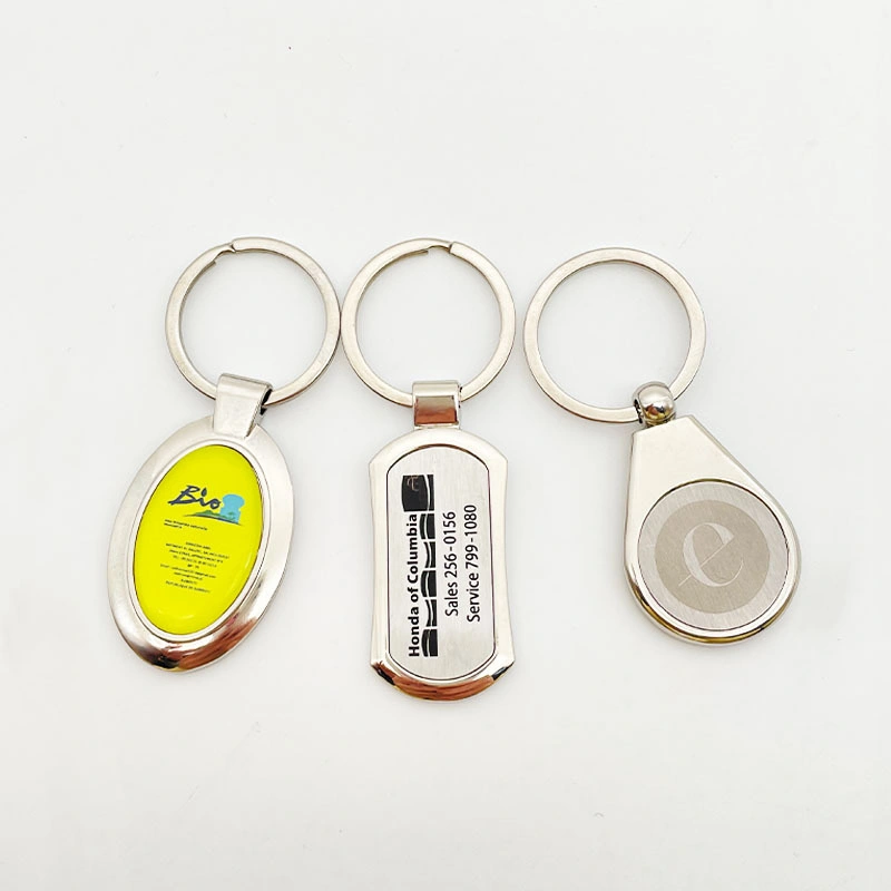 Blank Tag Keychain Promotional Gift Pendant Metal Laser Double-Sided Rotation Motel Keychain