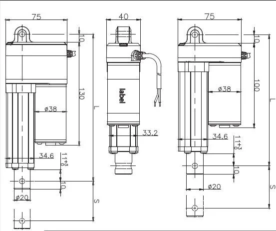 Kleine elektrische Kolben 12V 24V Farm Wasserdicht IP66 Belüftung Industrie Medizinischer Bettmotor