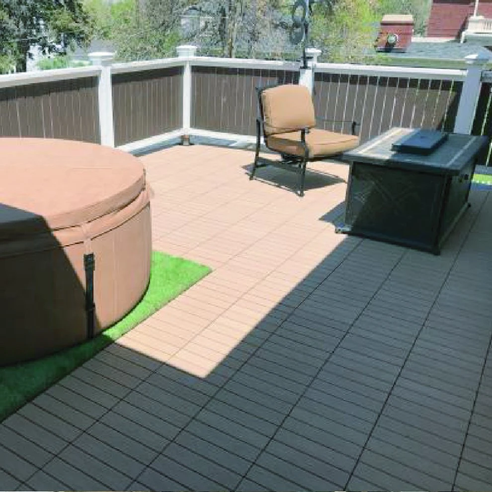 Exterior Terrace Wood Texture Alfresco WPC Flooring Panel Wood Plastic Composite Decking