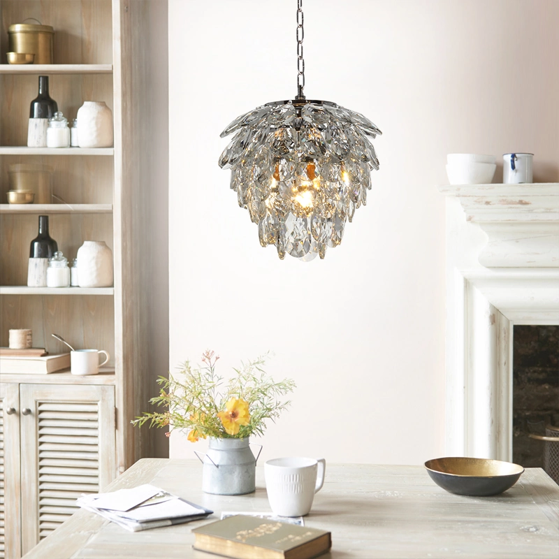 Factory Wholesale Modern Style Wrought Iron Frame Cute Elegant Small Crystal Pendant Lamp