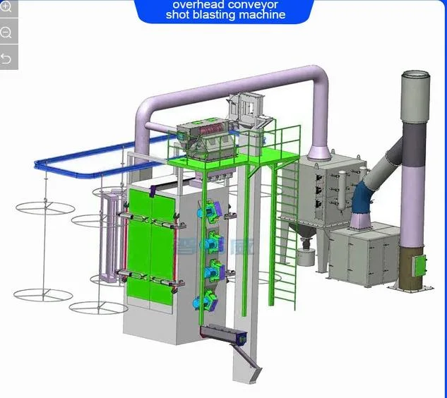 China Overhead Conveyor Shot Blasting Machine with The Newly Developed Abrasive Separators