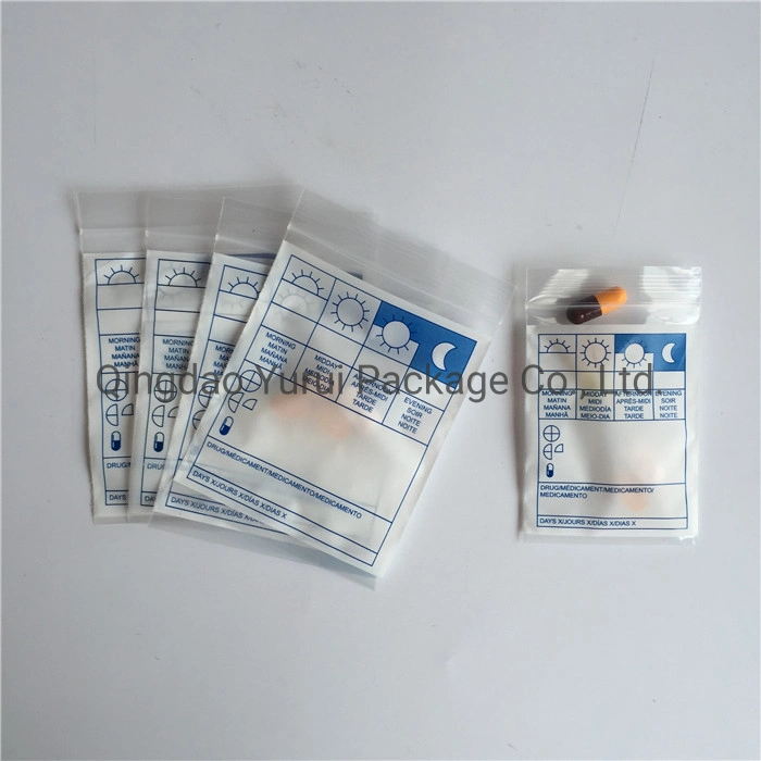 Plastic Writable Medical Drug Dispensing Pill Envelope Tablet Recolsable Zipper Bag Capsule Reusable Medicine Bag