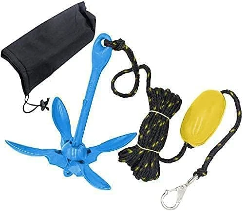 Marine Kayak Anchor Kits 7 Lb Folding Anchor Accessories with 50 FT Rope for Fishing Kayaks, Canoe, Jet Ski, Sup Paddle Board and Small Boats